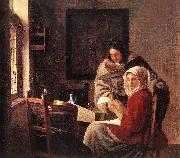 VERMEER VAN DELFT, Jan Girl Interrupted at Her Music r oil on canvas